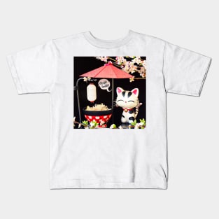 Kwaii Ramen Cat Kids T-Shirt